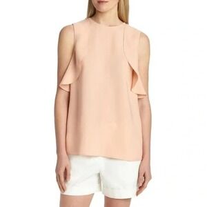 Lafayette 148 NY Top Harley 100% Silk Pink Ruffle Sleeveless